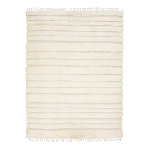 Modern Moroccan Style Handmade Beige Striped Wool Rug