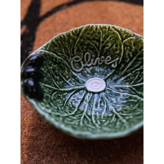 Up for consideration is a beautiful vintage ceramic Portuguese green olive dish. This is a lovely serving dish that would...