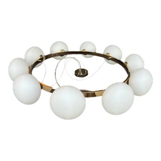 Cb2 Curie Polished Champagne Brass Finish Modern Chandelier For Sale