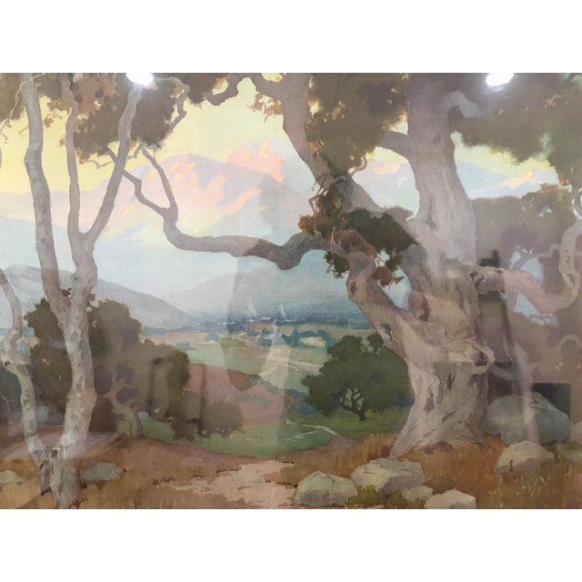 Arts & Crafts Circa 1917 Marion Kavanagh Wachtel “The Oaks” Volchrome Color Lithograph For Sale - Image 3 of 3