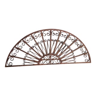 Vintage Continental Wrought Iron Transom Wall Mirror For Sale