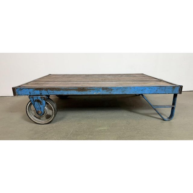 Large Industrial Blue Coffee Table Cart, 1960s For Sale - Image 11 of 18