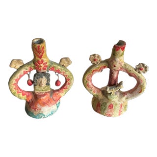 A Wonderful Pair for Collectors of Mexican Ceramics, Devotional Arts, and Handmade Folk Traditions For Sale