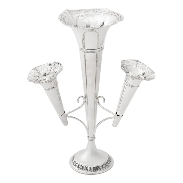 Early 20th Century S.J. Levi & Co. Silver Plate Four Trumpet Epergne For Sale