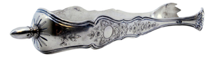 Claws-Shaped Silver Ice Tongs with Engraved Plant Motifs