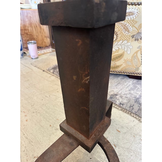 1910s Huge Antique Iron Cannonball Andirons -a Pair For Sale - Image 5 of 8