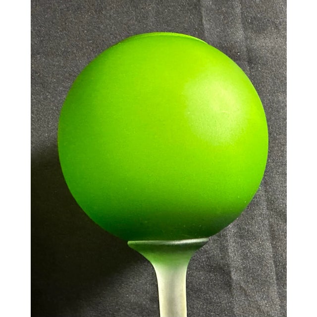 1960s Murano Carlo Moretti 1960s Satinato Handblown Green Stemmed Vase-10.5" H-Italy For Sale - Image 5 of 8