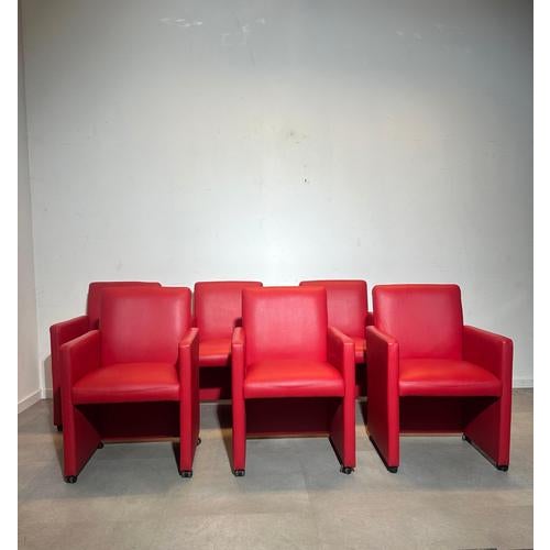 Vintage Red Armchairs, Set of 6 For Sale - Image 5 of 5