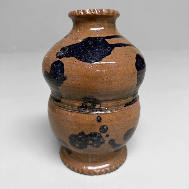 Vintage Dark Blue Glazed Ceramic Vase, Italy, 1990s For Sale - Image 6 of 17