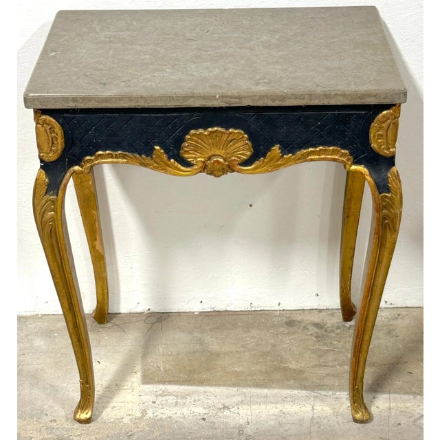 Gold Near 18th Century Italian Neoclassical Gilt & Polychromed Marble Tables - a Pair For Sale - Image 8 of 12