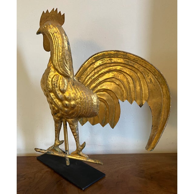 Antique 19th Century American Folk Art Gilt Swell Body Copper and Zinc Rooster Weathervane For Sale - Image 10 of 12