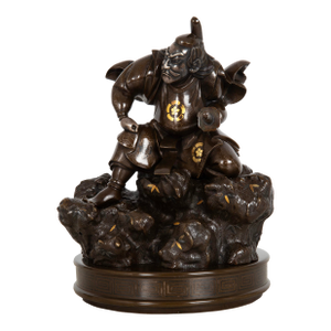 Antique Japanese Meiji Period Bronze Sculpture Okimono of Samurai Warrior
