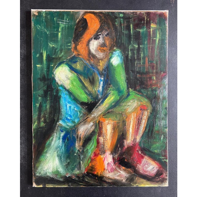 French Artist, Portrait of Red Haired Woman, 1940s, Oil on Canvas For Sale - Image 13 of 18
