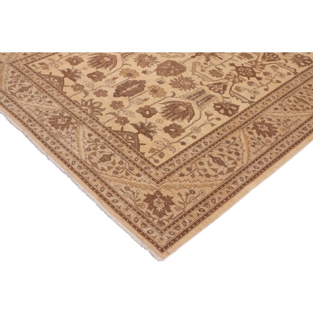 1990s Boho Chic Ziegler Beige Tan Hand-Knotted Wool Rug - 10'2'' X 14'1'' For Sale - Image 4 of 8