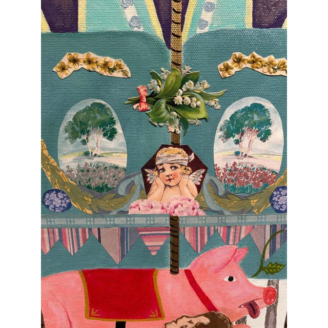 Large and enchanting, a whimsical mixed-media fantasy with acrylic, vintage crepe paper and antique Valentines. Inspired...