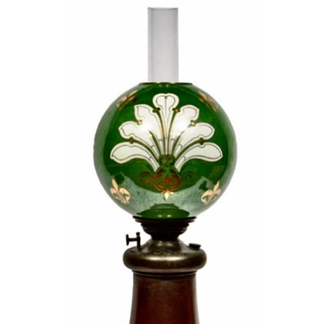 Brown Early 20th Century Bradley and Hubbard Craftsman Oil Lamp With Original Fleur De Lis Shade For Sale - Image 8 of 10