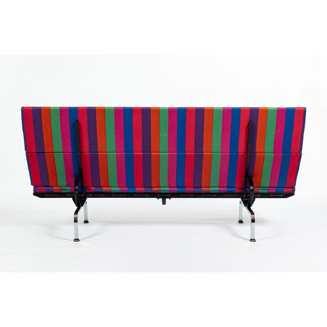 Red Mid Century Sofa Compact Eames for Herman Miller, Alexander Girard Striped Fabric, 1970s For Sale - Image 8 of 18