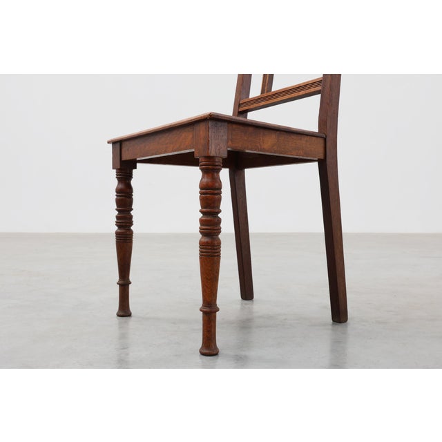 Art Deco Oak Side Chair with Carved Rosette Back and Turned Front Legs, 1890s For Sale - Image 12 of 16