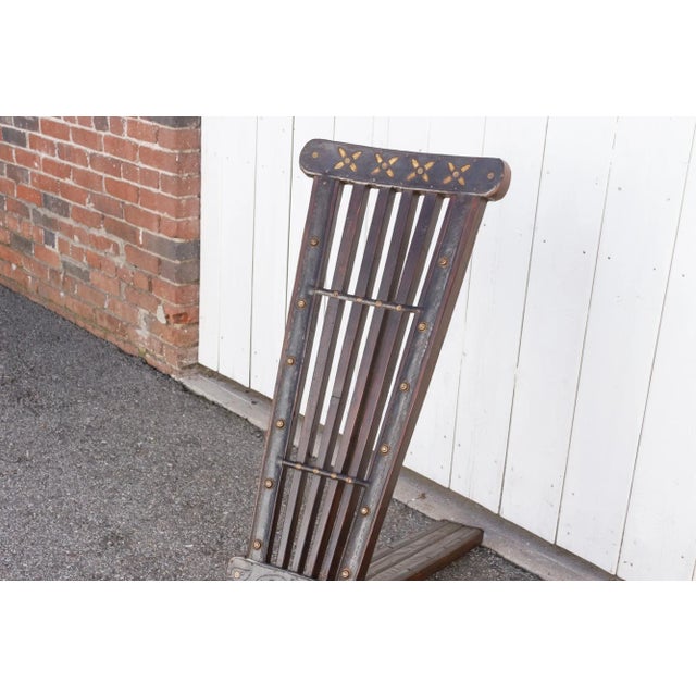 Wood & Metal Tribal Wheel Chair For Sale - Image 4 of 13