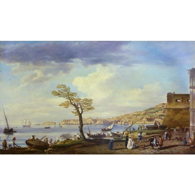 Giuseppe Pellegrini, View of the Bay of Naples, Oil on Canvas For Sale - Image 3 of 11