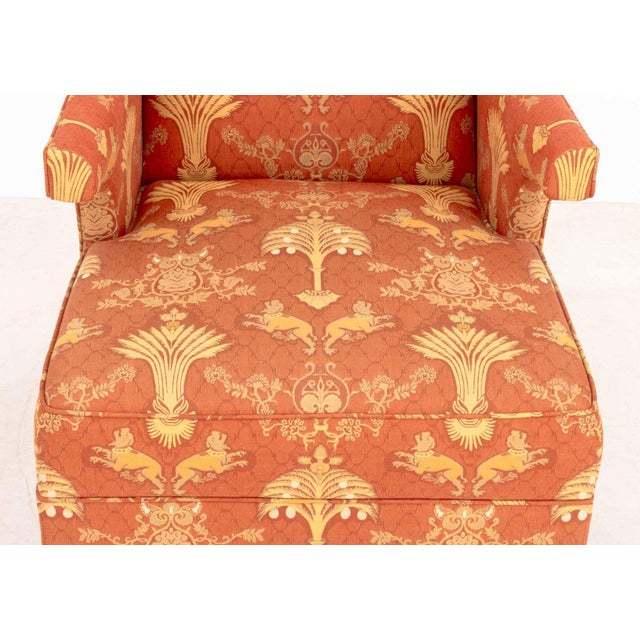 Burnt Orange Baker Upholstered Wingback Armchair and Ottoman For Sale - Image 8 of 14