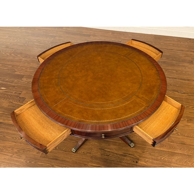 Traditional Mahogany Drum Table by Leighton Hall - Showroom Sample For Sale In Atlanta - Image 6 of 11