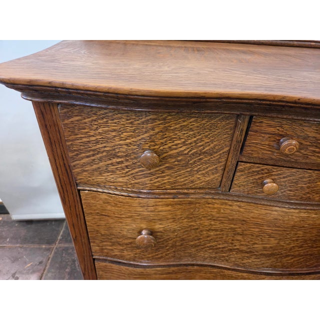 Late 19th Century Antique Victorian Solid Tiger Oak Quater Sawn Mission Dresser Chest of Drawers 1880-1918 For Sale - Image 5 of 17