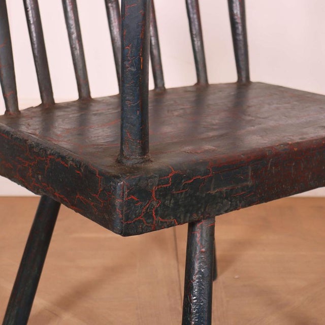 Large early 19th C Irish painted primitive pine chair. 1820 Seat depth- 38cm, seat height- 43cm This piece is designed in...