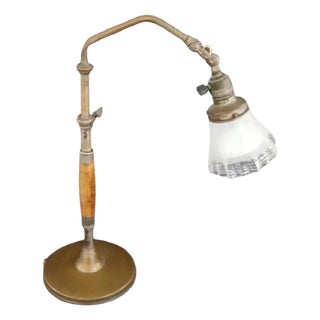 Vintage Brass and Glass Table Lamp, 1930s For Sale