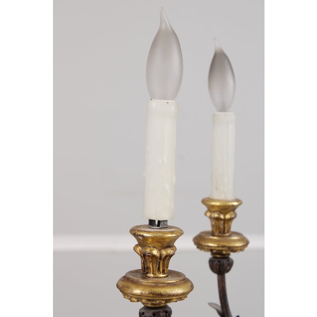 1980s Italian Gold Leaf Giltwood 8 Light Chandelier For Sale - Image 10 of 12