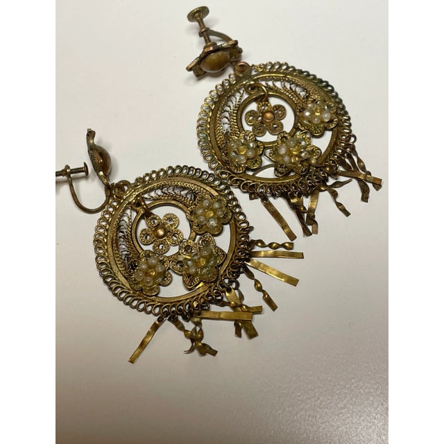 1920s Art Nouveau Filigree Screw-Back Earrings - 2 Pieces For Sale In New York - Image 6 of 6