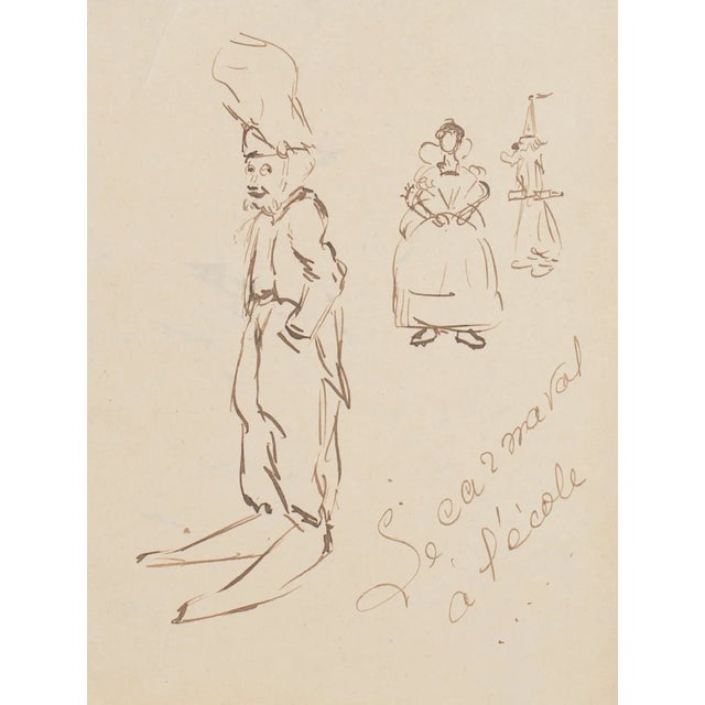 The Caricature - Original China Ink Drawing - 1950s 1950s For Sale - Image 3 of 4