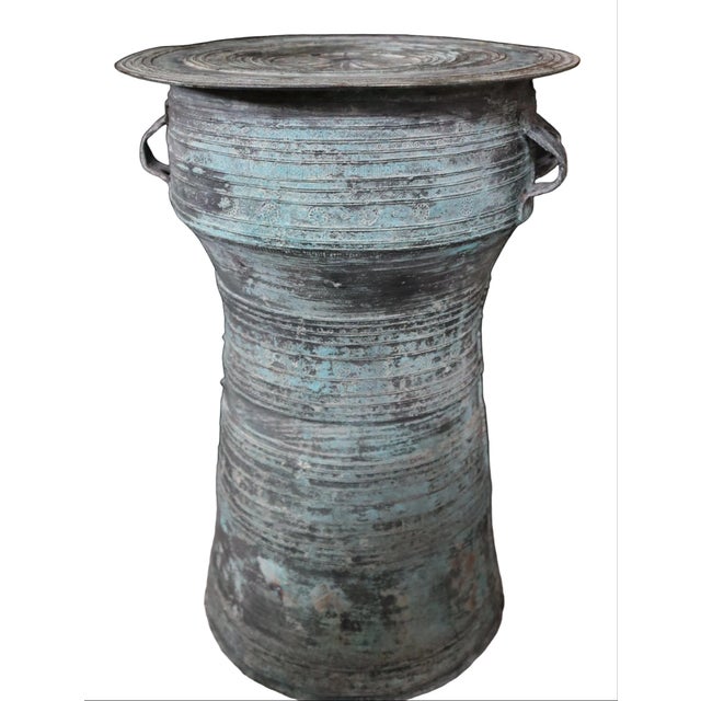 Mid 20th Century Southeast Asian Bronze Rain Drum Side Table For Sale - Image 5 of 9