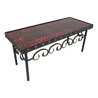 Mid-Century Brutalist Tile Table with 10 Tiles and Steel Frame, 1960s For Sale