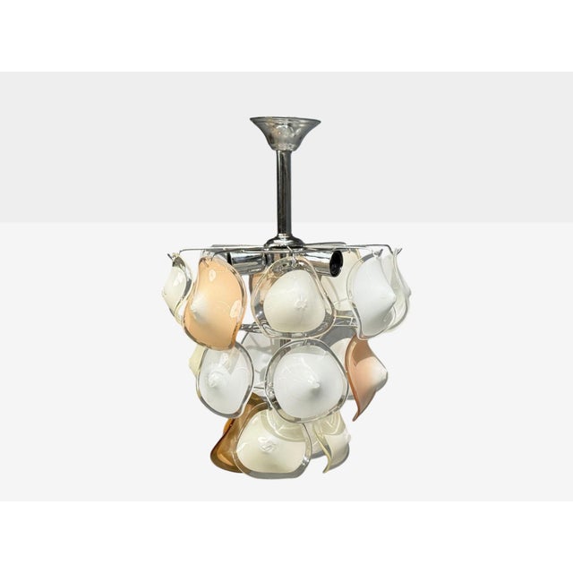 Mid-Century Modern, Orange and White Murano Glass, Chrome, Pendant Light, 1960s For Sale - Image 11 of 12
