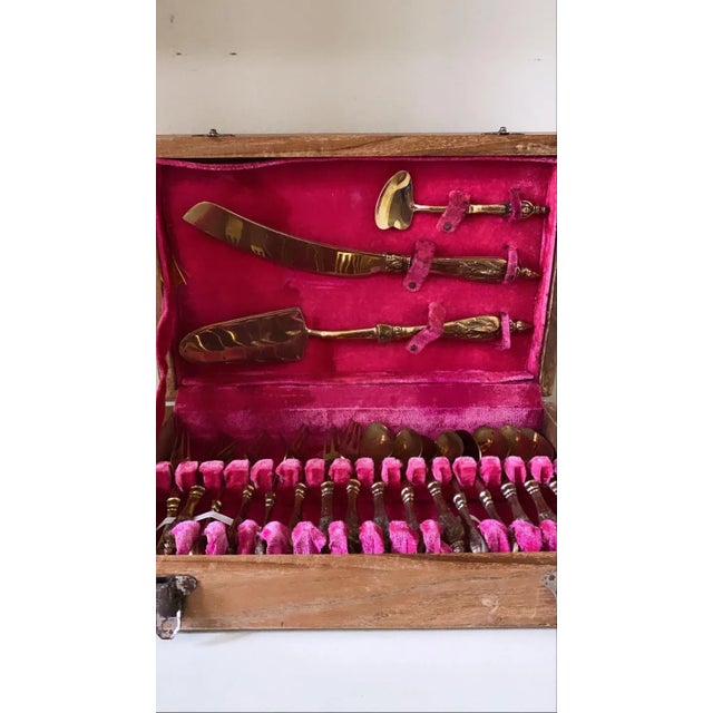 Chinoiserie Vintage James Thailand Nickel Bronze Dessert Utensils with Elephant Heads- 19 Pieces For Sale - Image 3 of 13