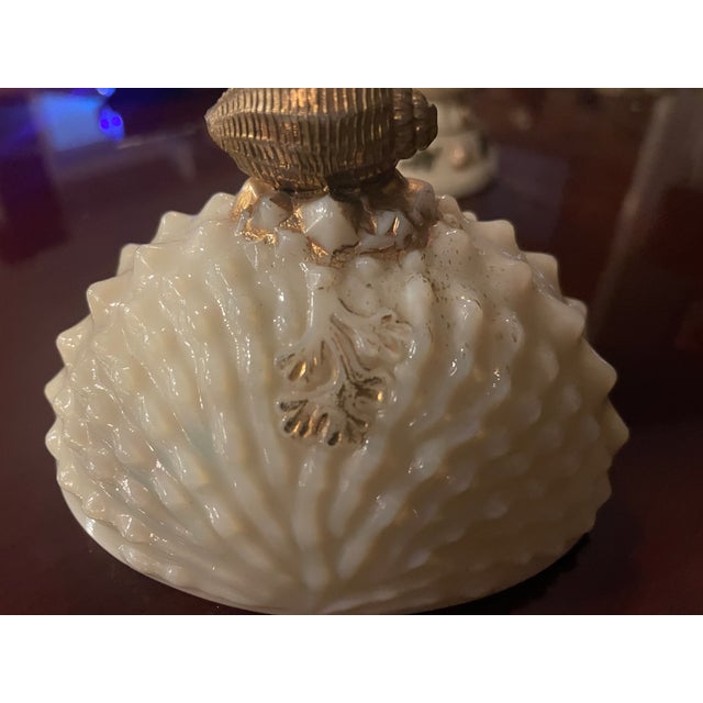 1900 Rare Northwood Argonaut Shell Custard Glass Covered Sugar Bowl Gilt Accents For Sale - Image 12 of 15