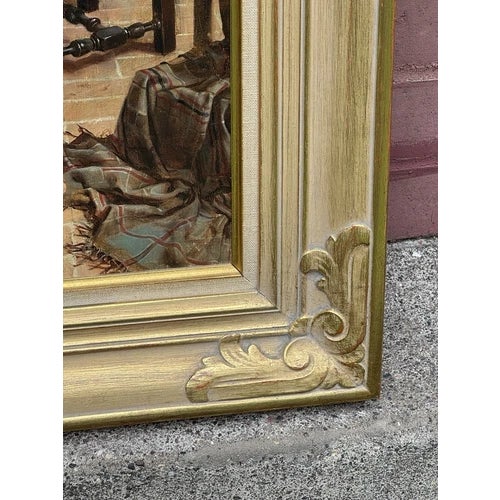 Wood Signed Eugenio Zampighi 1886 Oil on Canvas on Board the Old Story Framed For Sale - Image 7 of 10