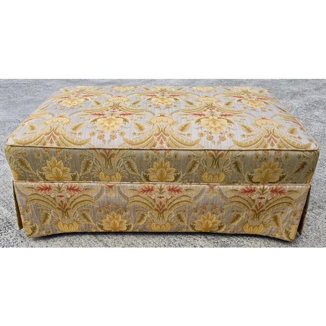 Sherrill Damask Jacquard Tapestry Cotton Rolling Ottoman For Sale - Image 9 of 12