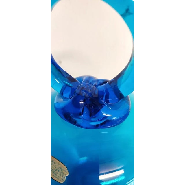 Glass Blue Crystal Bottle, Spain, 1980s For Sale - Image 7 of 9