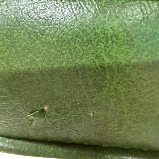 Green Mid Century Green Faux Leather Footstool For Sale - Image 8 of 8