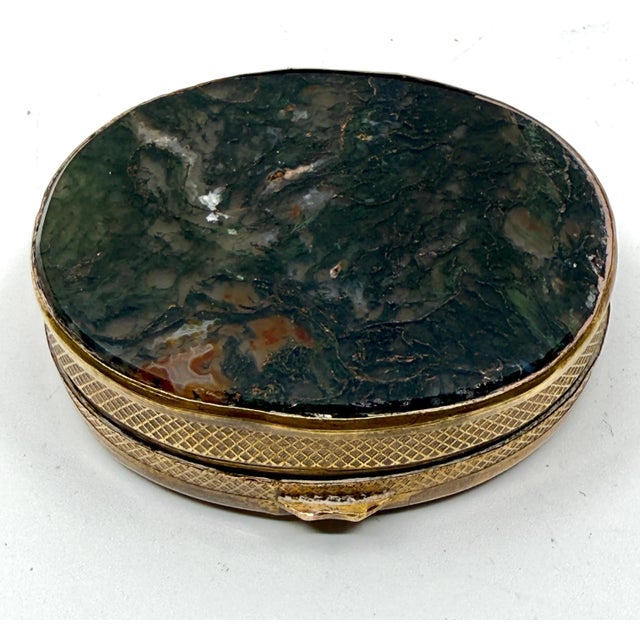 19th Century Set of 3 Victorian Snuff or Trinket Boxes Brass with Agate For Sale In Palm Springs - Image 6 of 12