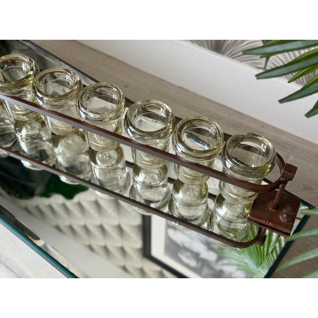 Shabby Chic Jan Barboglio 12-Step Glass & Iron Metal 40.5” Firedance Railroad Votive Candleholder Candelabra For Sale - Image 3 of 12