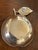 Lovely 24 Kt gold plated silverplated dish in a shape of an apple with leaves.