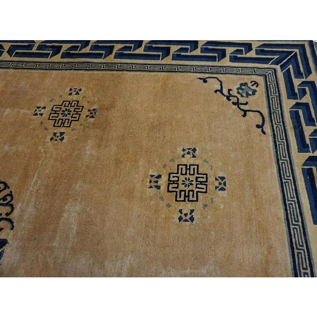 Sublime Rose Color With Peculiar Geometric Desing Antique Chinese Peking Rug For Sale - Image 9 of 14