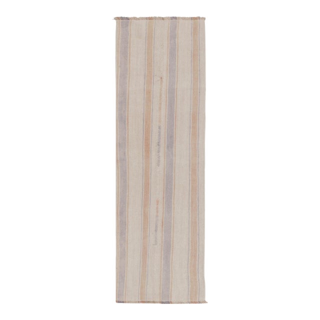 Rug & Kilim’s Contemporary Flatweave Runner With Subtle Linear Stripes For Sale