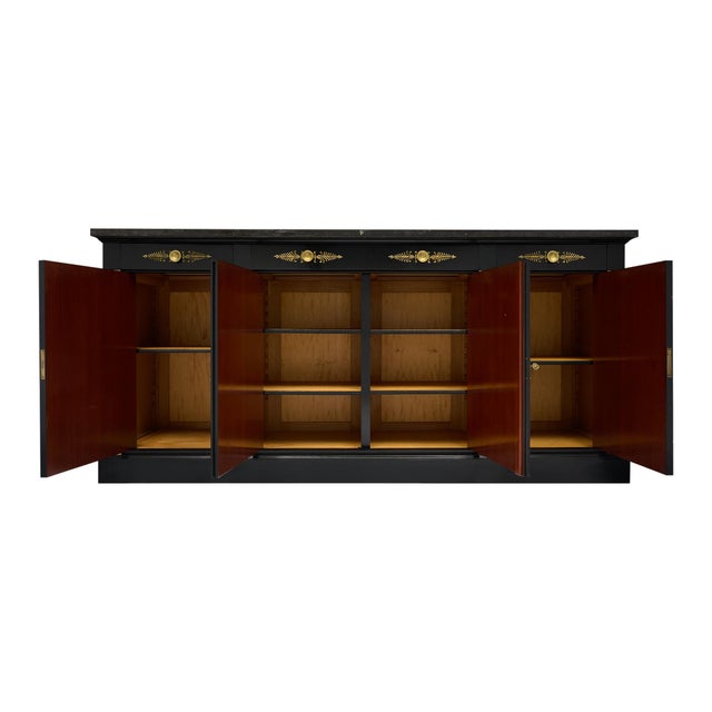 Traditional Impressive, Ebonized Empire Buffet, Marble, Bronze, France 1880s For Sale - Image 3 of 9