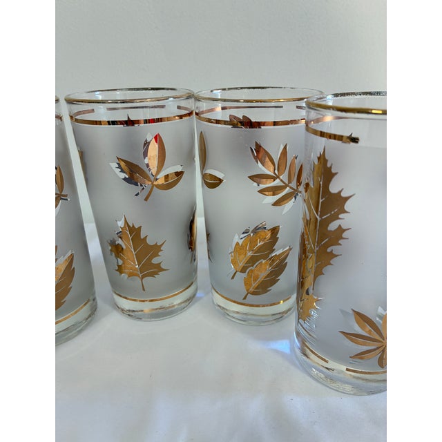 Vintage Mid 20th Century Cocktail Glasses by Libbey With Gold Leaf Design - Set of 5 For Sale In Oklahoma City - Image 6 of 12