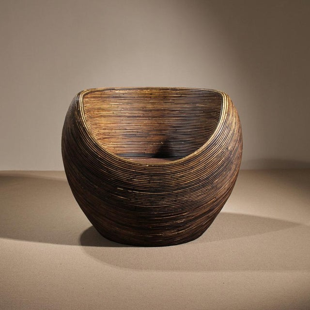 Pot Chair in Pencil Reed Bamboo, Italy, 1970s For Sale - Image 9 of 9