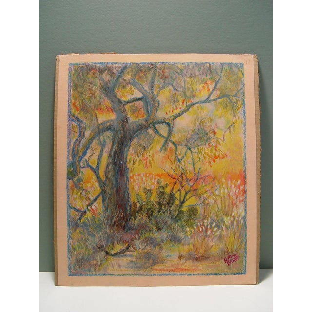 Rustic Early 21st Century Impressionist Cactus and Tree Landscape Painting For Sale - Image 3 of 3